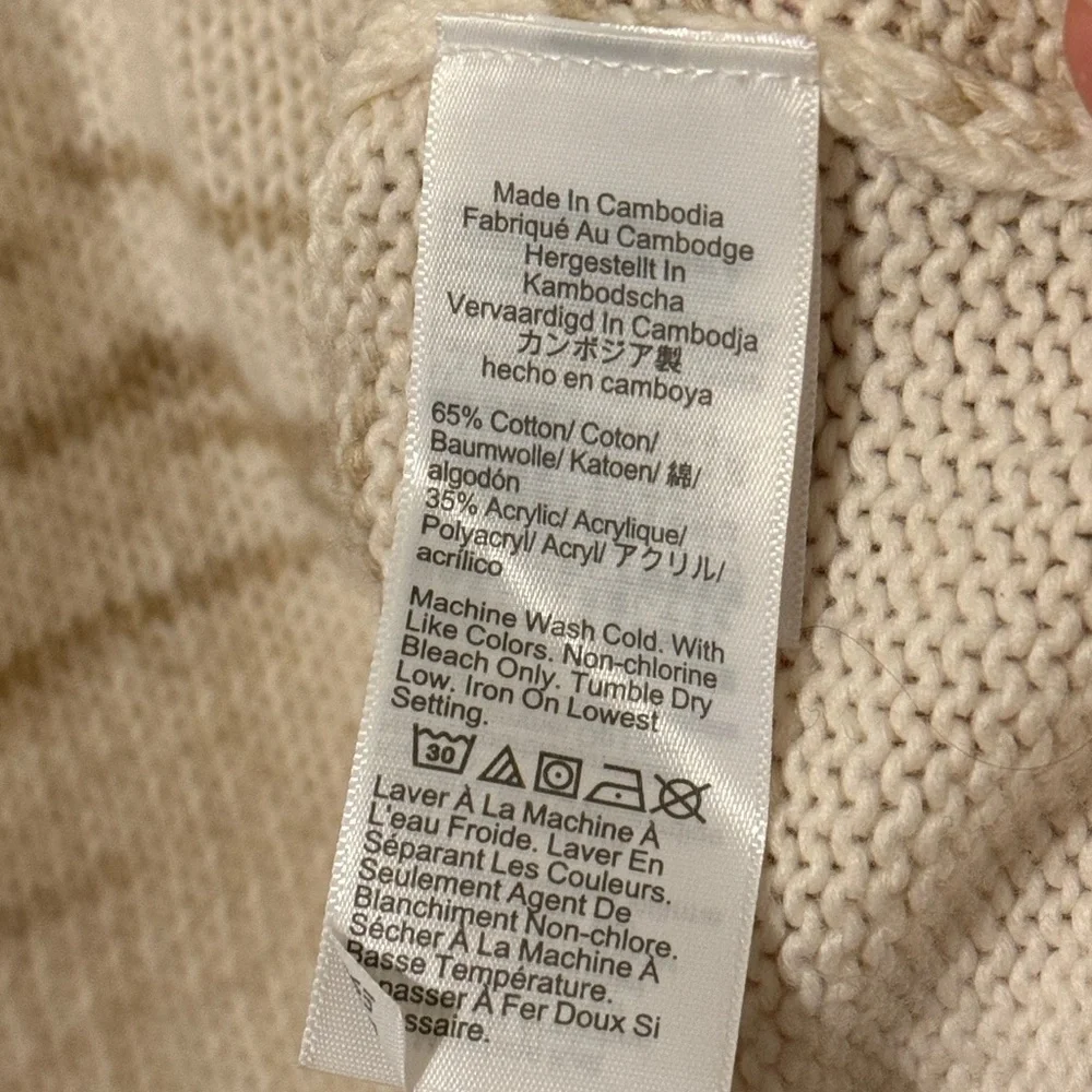 J. Crew Raglan Space Dyed Crew Neck Sweater cream and tan size large